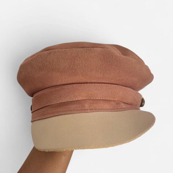 Lack of Color Lola Peach Cream Suede Newsboy Cap Coquette Slouch Hat Large 59cm - Picture 3 of 8